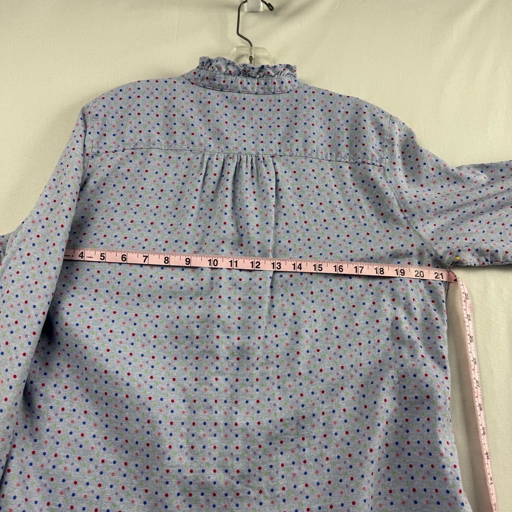 Talbots Top Womens Large Popover Ruffled Polka Dot Cotton Casual Cottage core - Picture 7 of 11